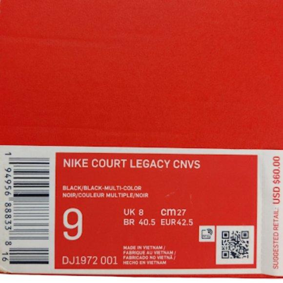 Nike Court Legacy Canvas Cork Black Low Top Sneakers New - Picture 12 of 13